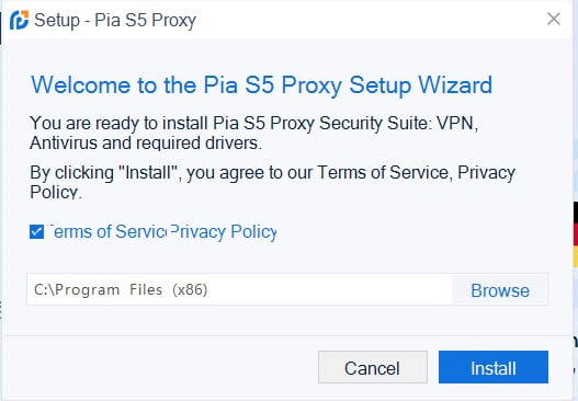 cài đặt proxy pia setup