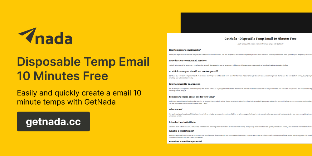 What is GetNada? How to quickly create temporary emails