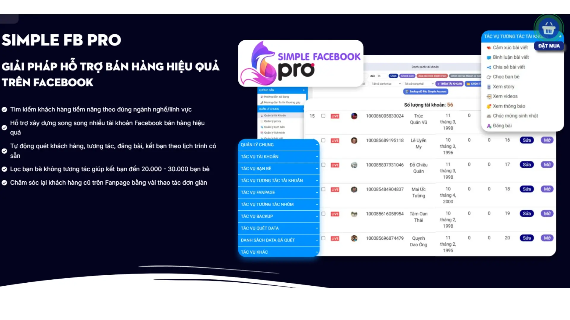 Phần mềm marketing Simple Facebook