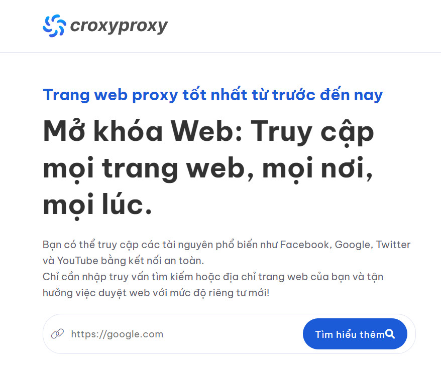Truy cập trang web CroxyProxy
