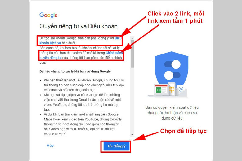 tạo tài khoản google