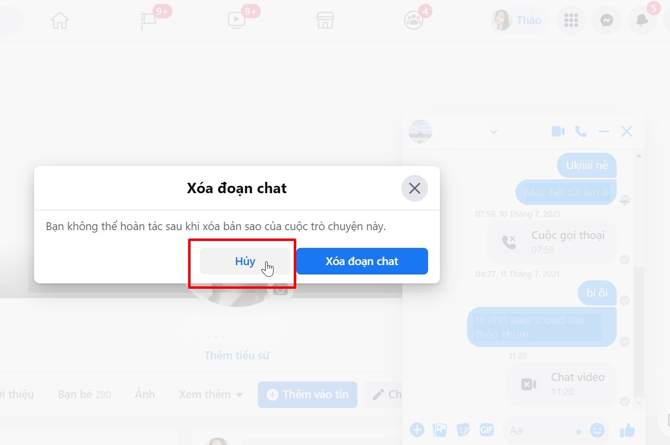 khôi phục tin nhắn đã xóa trên messenger