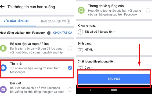 khôi phục tin nhắn đã xóa trên messenger