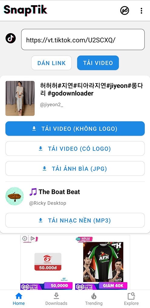 tải video tiktok