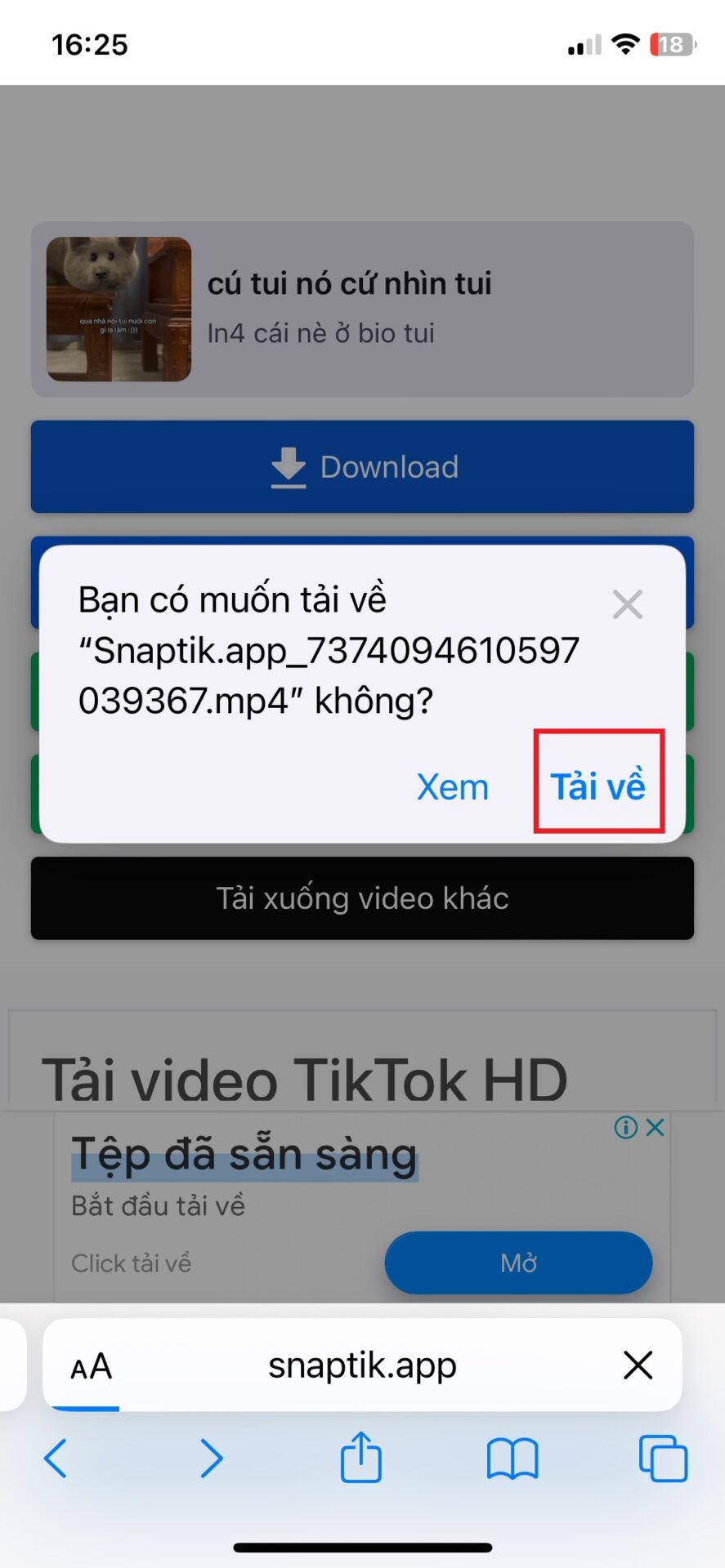 Tải video về điện thoại