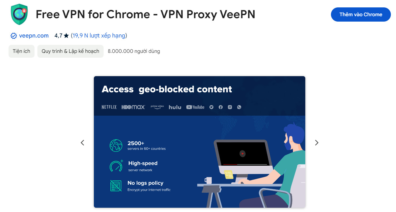 Top 5 VPN Extension chrome tốt nhất hiện nay